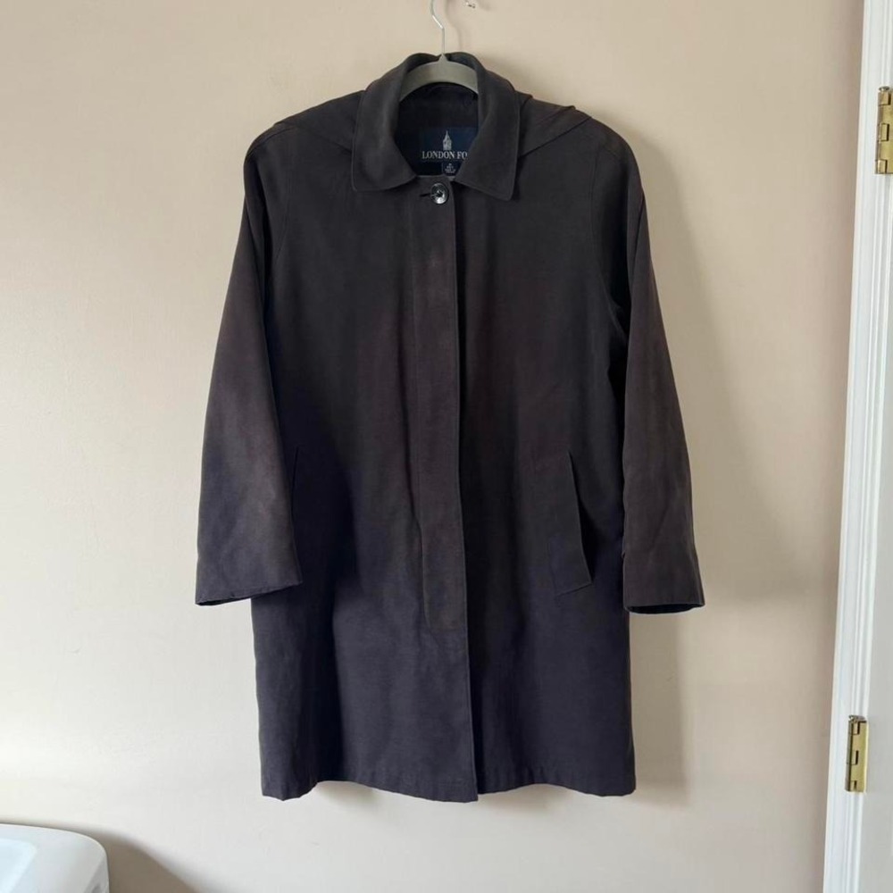 London Fog Short Trench Dark Purple